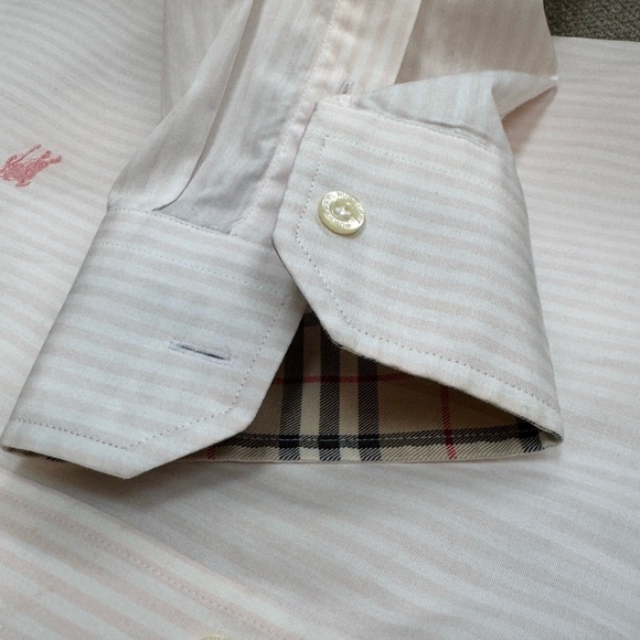 Burberry Men's Striped White Shirt with Check Cuffs - Picture 9 of 12